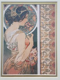 Art Nouveau Portrait Of Lady, Framed And Matted