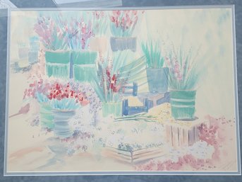 Large Floral Watercolor Signed Peters, Framed And Matted