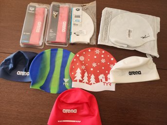 10 Silicone Swim Racing Caps Arena Etc
