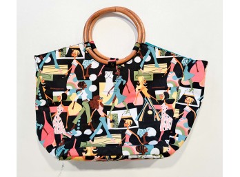 Neiman Marcus Bamboo Handled Tote Bag