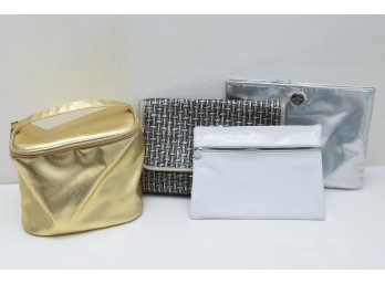 4-Piece Collection Of Gold, Silver White And Grey Woven Clutches
