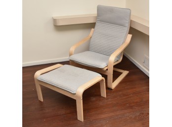 Modern Ikea Poang Armchair And Ottoman