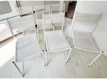 (6) Vintage Modern  White Spaghetti Chairs