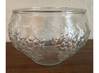 Grape Motif Glass Punch Bowl
