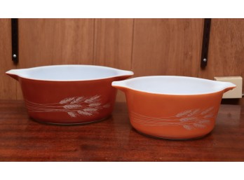 Pair Of Vintage Pyrex Orange Bowls