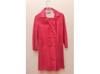 Women's Pink Suede Button Front Coat By Kaslo
