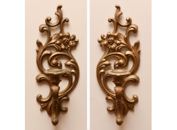 Mid-Century Modern Syroco Gold Toned Wall Sconces
