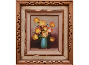 Yellow Floral Oil On Canvas Painting