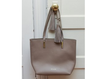 Taupe Leather Handbag By Joy & Iman New