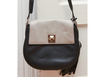 Black And Taupe Leather Handbag