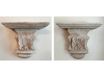 Pair Of White Crackle Wall Sconces