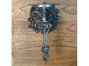 Silver Toned Pillar Candle Wall Sconce