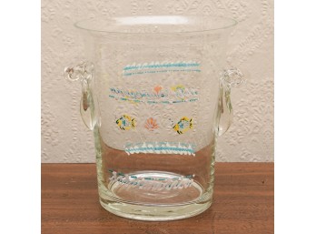 Faberware Hand Painted Fish Motif Glass Champagne Bucket