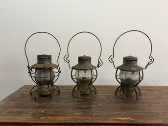 3 Antique Railroad  Lanterns, Dressler N.y.c.s