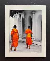 Munks At Temple Hand Signed Print