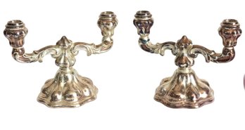 A Pair Of 835 Silver European Double Candlesticks