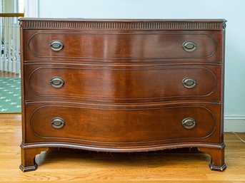 DEXTER Empire Or Federal Style Serpentine Dresser With Fluted Trim And Dentil Moulding Accents