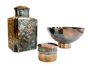 Mixed Lot European Silverplate & Art Metal Decorative Tableware - Spain, Denmark & More