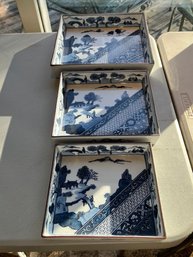 Blue And White Nesting Serving Trays