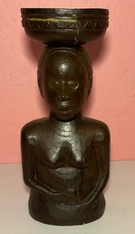 Vintage Balinese Hand Carved Wooden Candle, Holder