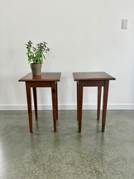 Pair Of Solid Wood Vintage Yield House Side Tables