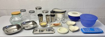 Glass Canisters, Stainless Serving Bowls, Tupperware Food Storage, Travel Cups, Marble Wine Stand & More