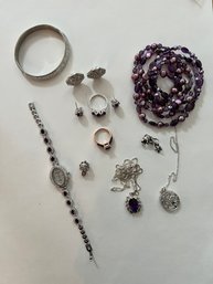 Sterling Silver With Amethyst And Tahitian Pearls, In Lavender And Pinks,