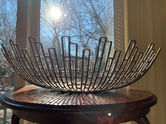 Crate & Barrel, Reticulated Brass Finished Metal Center Or Fruit Bowl, Large Size!