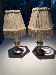 Sweet As Pie! Weighted Sterling Silver Table Lamps, Need Repair, Duchin Creations