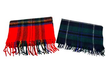 Two Vintage Tartan Cashmere Scarves- Johnstons Of Elgin Made In Scotland
