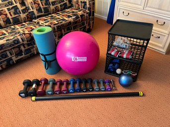 Work Out Gear, Weights, Matts, Fitness Ball & Body Bar