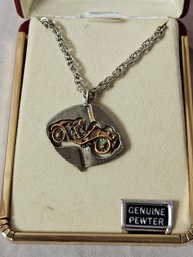 Vintage Pewter Necklace Of Old Car