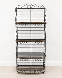 Antique French Wrought Iron And Patinated Brass Four-Tier Baker's Rack