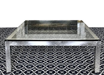 MCM Glass & Chrome Coffee Table