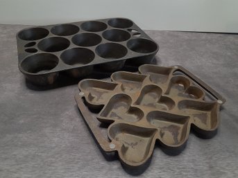 Vintage Cast Iron Muffin Tin Lot
