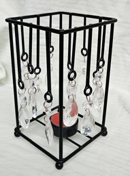 Vintage Decorative Black Wrought Iron Candle Holder And Candle