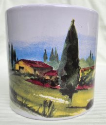Country Side Design By Louise Lincourt SCA Artist Signed Gourmet Du Village By Concu Par Crock Canister 4x4