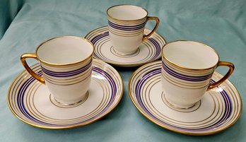 Vintage TK Thun Bohemia (3) Espresso Cups & Sauciers Made In Czechoslovakia