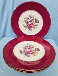 Vintage Czechoslovakian 'The Carmen' Baronet Fine Bone China Plates Measure 10.5 Plate Set Of 4