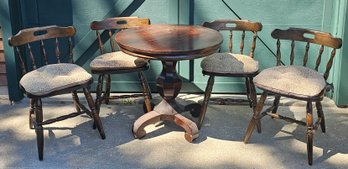 Vintage Empire Style Round Table With Scroll Feet And Chairs
