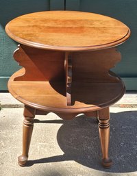 Vintage Colonial Style Round Two-Tier Table