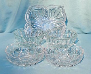 Beautiful Clear Crystal Serving Bowls And Dishes - All In Very Good Condition