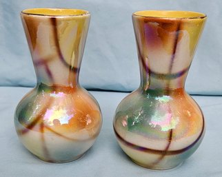 Vintage MCM  Lustre-ware Posey Vase Set Of 2