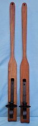 Vintage French Country Candle Sconce Set Of 2 Solid Wood And Wrought Iron.