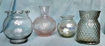 Handblown Clear And Lustre Glass Candles Holders Made In Mexico Vintage Pink And Clear Pressed Glass Vases