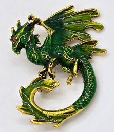 Awesome Green Dragon Brooch