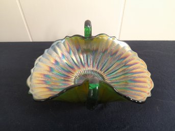 Vintage Fenton Green Carnival Glass Dish