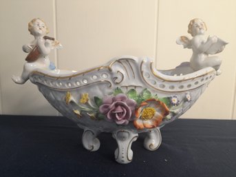 Vintage German Porcelain Cherubs Bowl