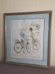 'Girls On Bicycle' By Lanarte Framed Cross Stitch