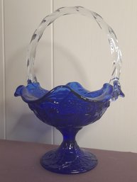Fenton Cobalt Blue Glass Basket
